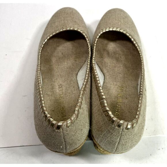 Jack Rogers Palmer Closed Toe Canvas Espadrille Wedge Size 9 Gold Tan - Picture 6 of 16